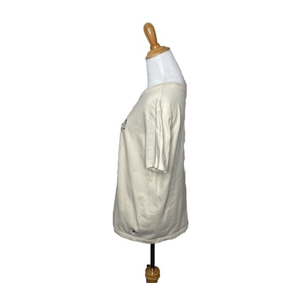 Vans Off the Wall Cropped Short Sleeve T-Shirt Tee Cream Floral Daisy Pattern XL - Picture 3 of 7